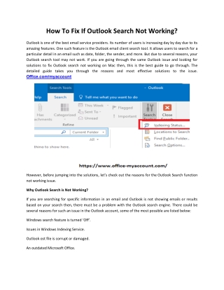 How To Fix If Microsoft Outlook Search Not Working?