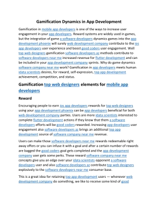 Gamification Dynamics in App Development