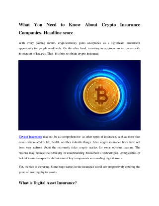 What You Need to Know About Crypto Insurance Companies- Headline score