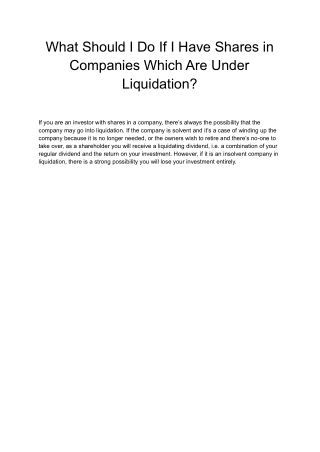 What Should I Do If I Have Shares in Companies Which Are Under Liquidation