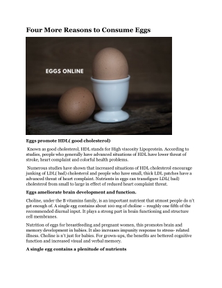 Four More Reasons to Consume Eggs
