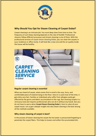 Why Should You Opt for Steam Cleaning of Carpet Dubai?