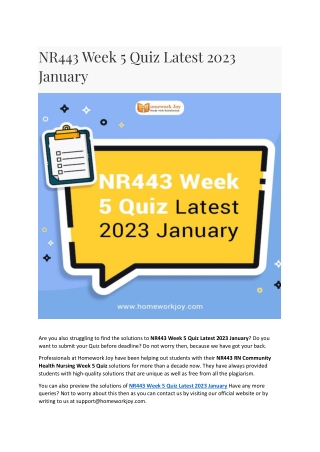 NR443 Week 5 Quiz Latest 2023 January