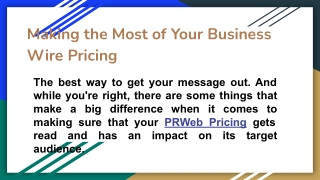 Making the Most of Your Business Wire Pricing
