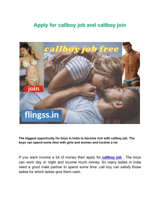 Apply for callboy job and callboy join