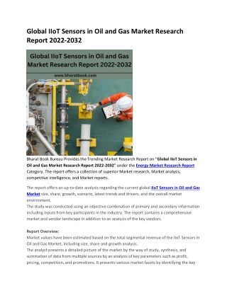 Global IIoT Sensors in Oil and Gas Market Research Report 2022-2032