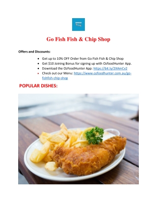 Up to 10% offer at Go Fish Fish & Chip Mornington- Order Now!!