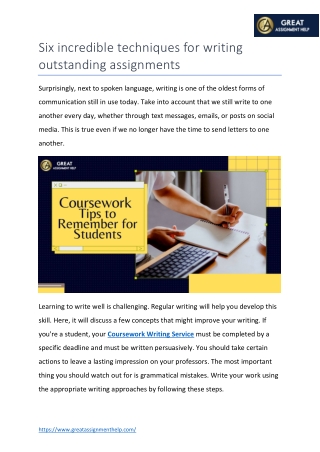 Six incredible techniques for writing outstanding assignments