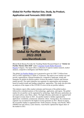 Global Air Purifier Market Size, Study, by Product, Application and Forecasts 2022-2028