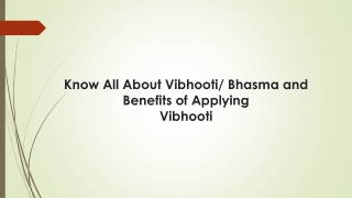 Know All About Vibhooti