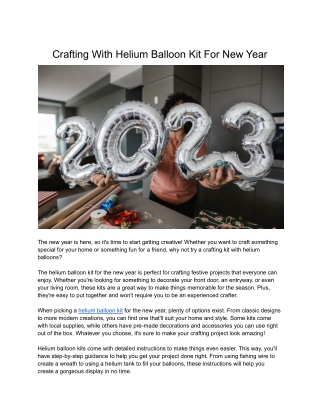 Crafting with Helium Balloon Kits For New Year