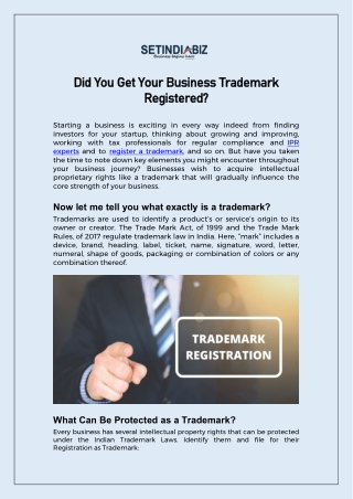 Did you get your business trademark registered