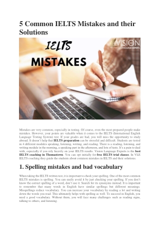 5 Common IELTS Mistakes and their Solutions