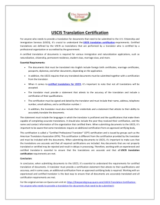 USCIS Translation Certification