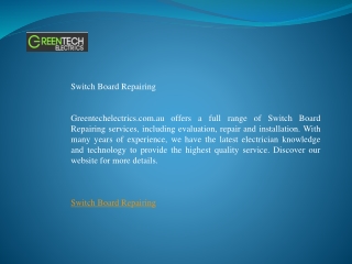 Switch Board Repairing    Greentechelectrics.com.au
