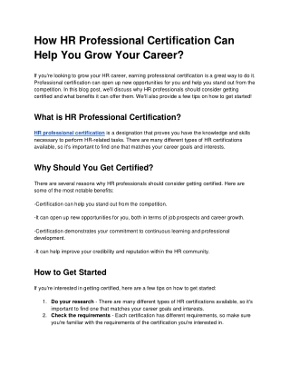How HR Professional Certification Can Help You Grow Your Career_