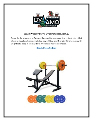 Bench Press Sydney  Dynamofitness.com.au