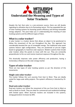 Understand the Meaning and Types of Solar Trackers