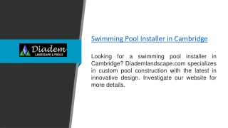 Swimming Pool Installer in Cambridge  Diademlandscape