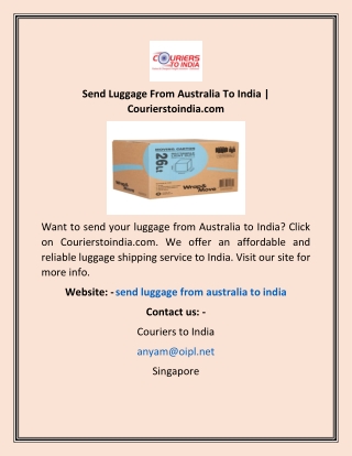 Send Luggage From Australia To India | Courierstoindia.com