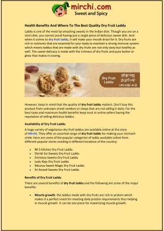 Health Benefits And Where To The Best Quality Dry Fruit Laddu