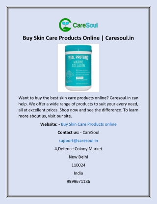 Buy Skin Care Products Online  Caresoul.in