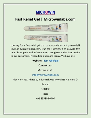 Fast Relief Gel | Microwinlabs.com