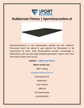 Rubbermat Fitness | Sportvloeronline.nl