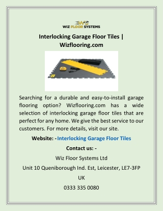 Interlocking Garage Floor Tiles | Wizflooring.com