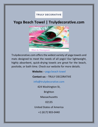 Yoga Beach Towel  Trulydecorative