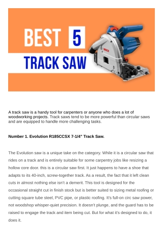 Best Track Saw (Top 5 Picks)