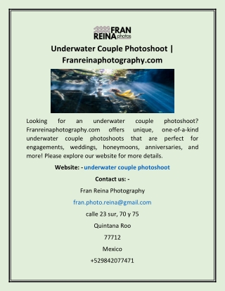 Underwater Couple Photoshoot | Franreinaphotography.com