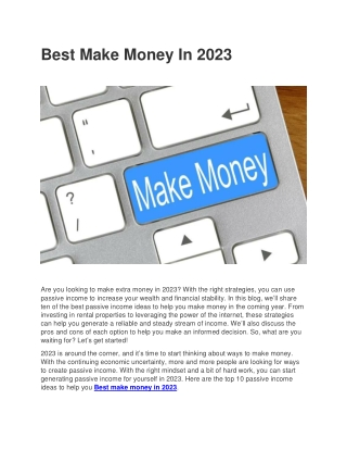Microsoft Word - Best Make Money In 2023.docx