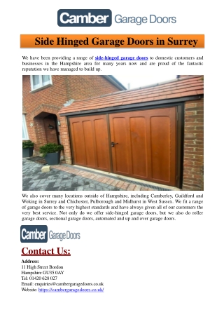 Side Hinged Garage Doors in Surrey