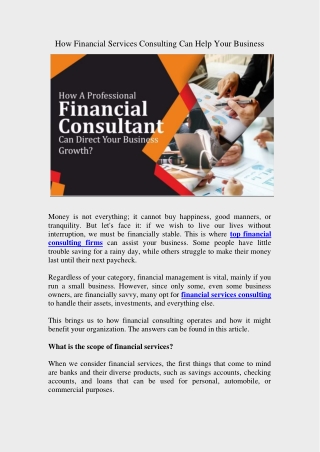 How Financial Services Consulting Can Help Your Business