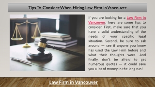 Tips To Consider When Hiring Law Firm In Vancouver