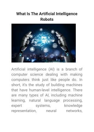 What Is The Artificial Intelligence Robots