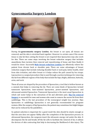 Gynecomastia Surgery London