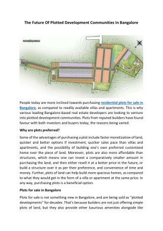 The Future Of Plotted Development Communities In Bangalore