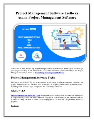 Project Management Software Trello vs Asana Project Management Software