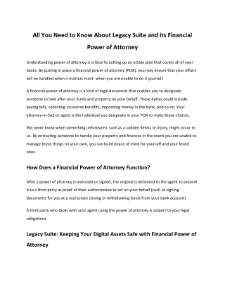 Legacy Suite_All You Need to Know About Legacy Suite and its Financial Power of Attorney