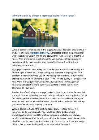 Why is it crucial to choose a mortgage broker in New Jersey?