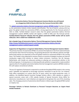 Automotive Battery Thermal Management System Market is Anticipated to Register a CAGR of 36% for the Period From 2021 to