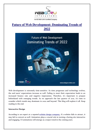 Future of Web Development Dominating Trends of 2022