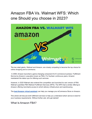 Amazon FBA Vs. Walmart WFS: Which one Should you choose in 2023?