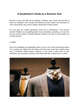 A Gentleman’s Guide to a Summer Suit