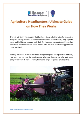 Agriculture Headhunters - Alliance Recruitment Agency
