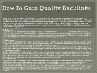 How To Gain Quality Backlinks