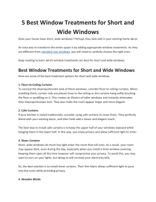 5 Best Window Treatments for Short and Wide Windows