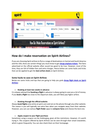 How Do I Make Reservations on Spirit Airlines